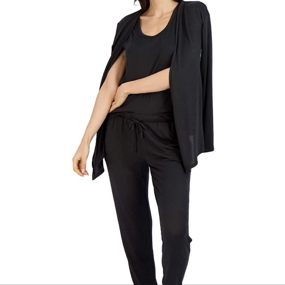 NEW-LIVE 2 Lounge 4 Pc Essential Lounge Set-WrapCardigan,T-Shirt,TankTop,Joggers - Picture 5 of 12